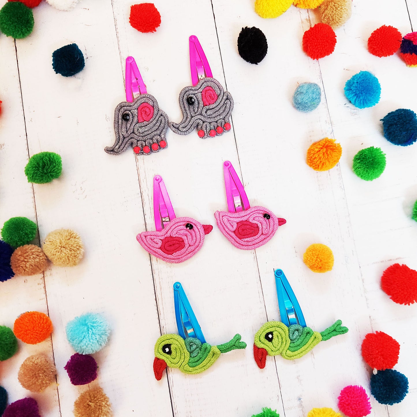 Elephant and Bird Hair Clips