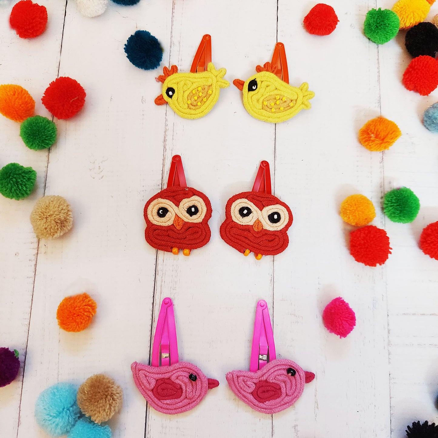 Pink and Yellow Hair Clips