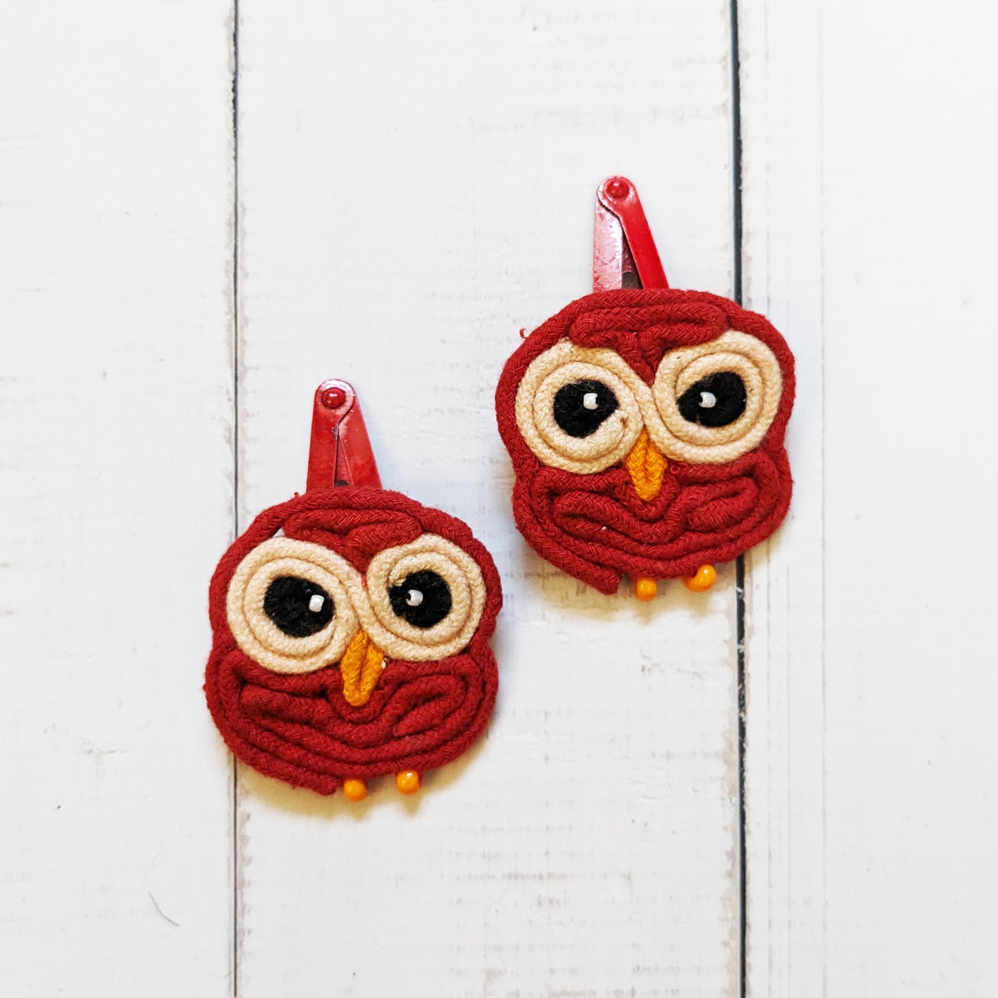 Red Owl Hair Clips