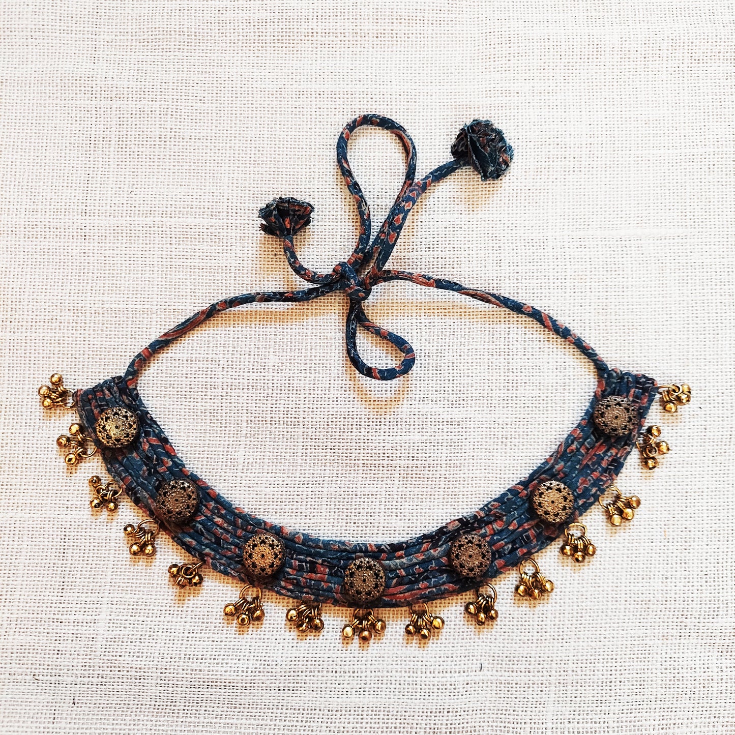 Indigo Ajrakh Choker