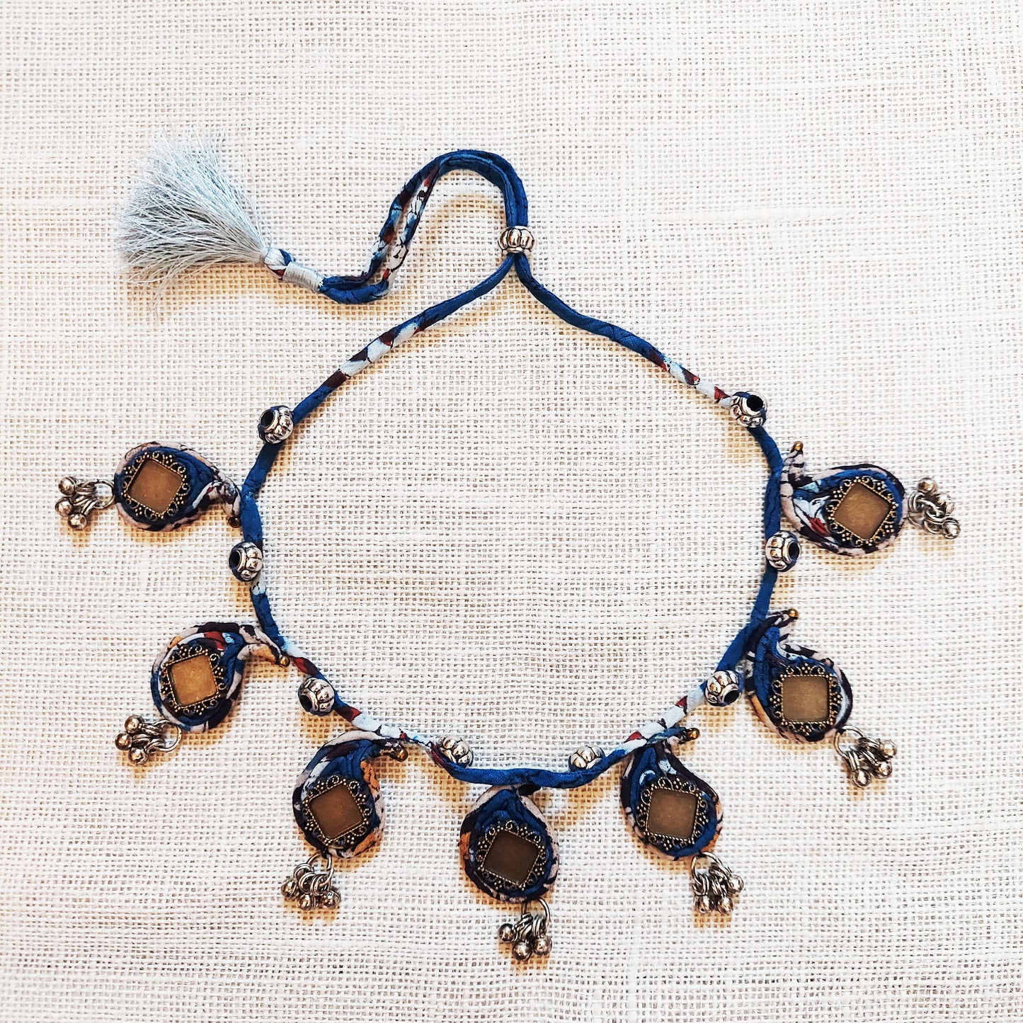 Blue Ambi Ajrakh Necklace