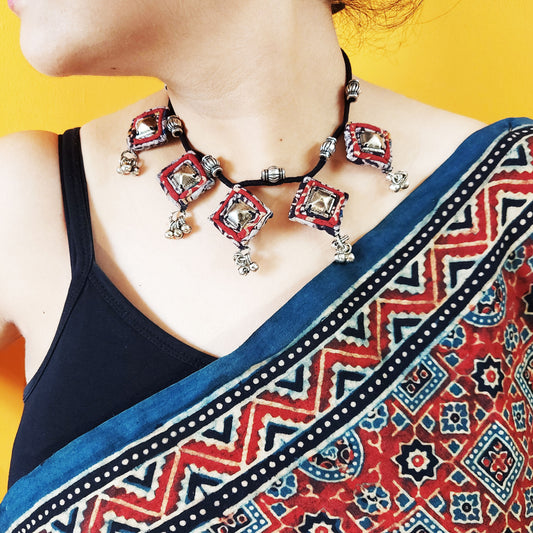 Diamond Ajrakh Choker