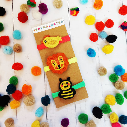 Chick, Lion and Bee Rubberbands