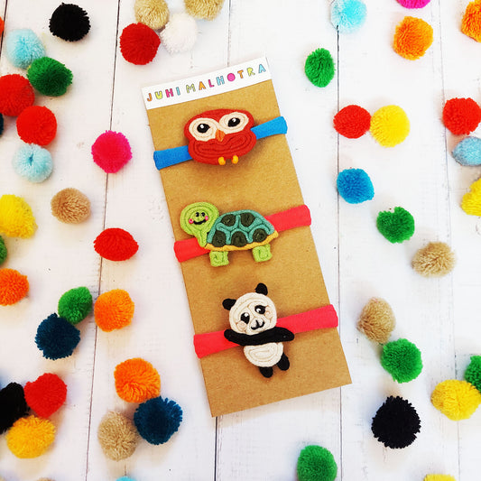 Owl, Tortoise and Panda Rubberbands