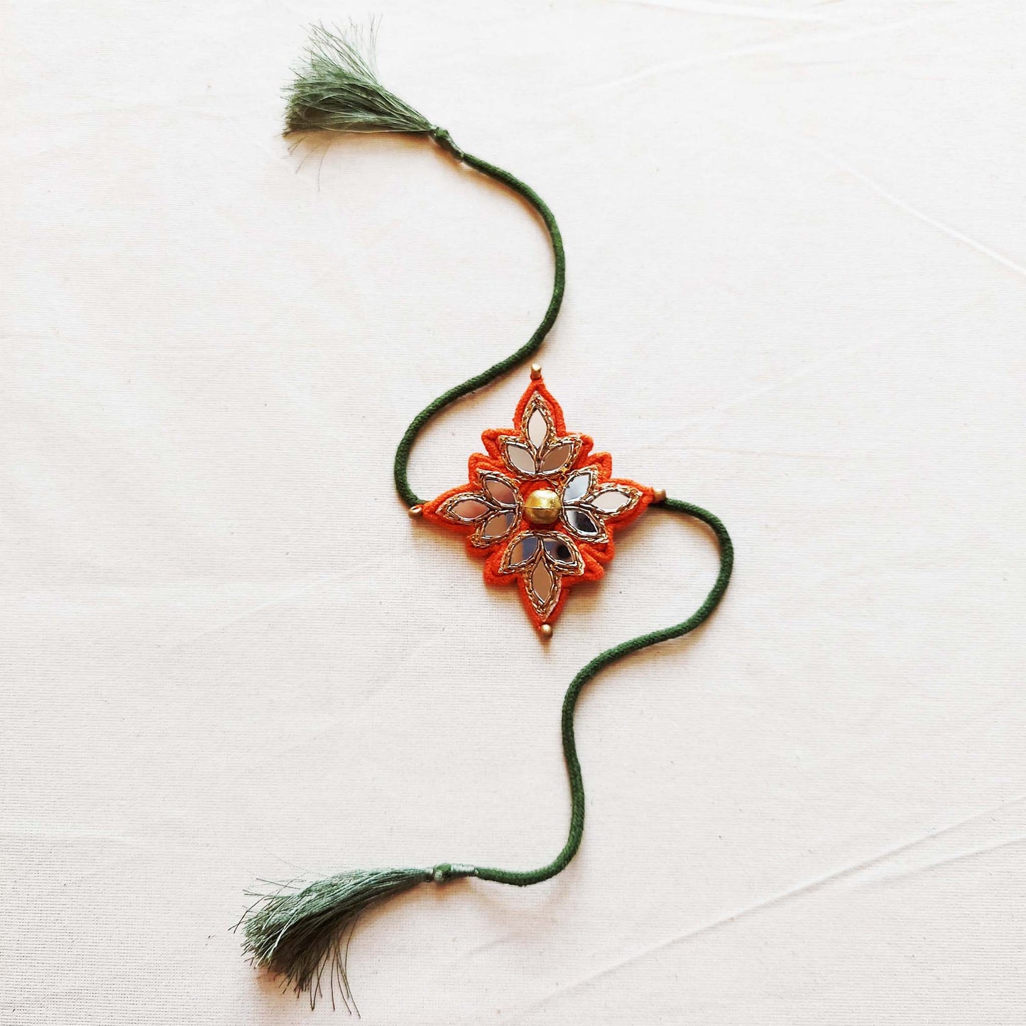 Orange Mirrorwork Rakhi