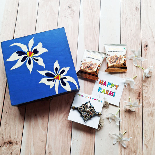 Blue Floral Rakhi Hamper