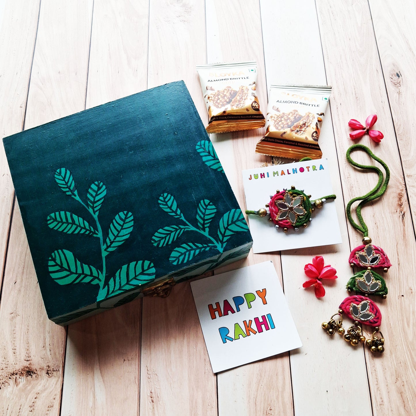 Pink Green Rakhi Hamper
