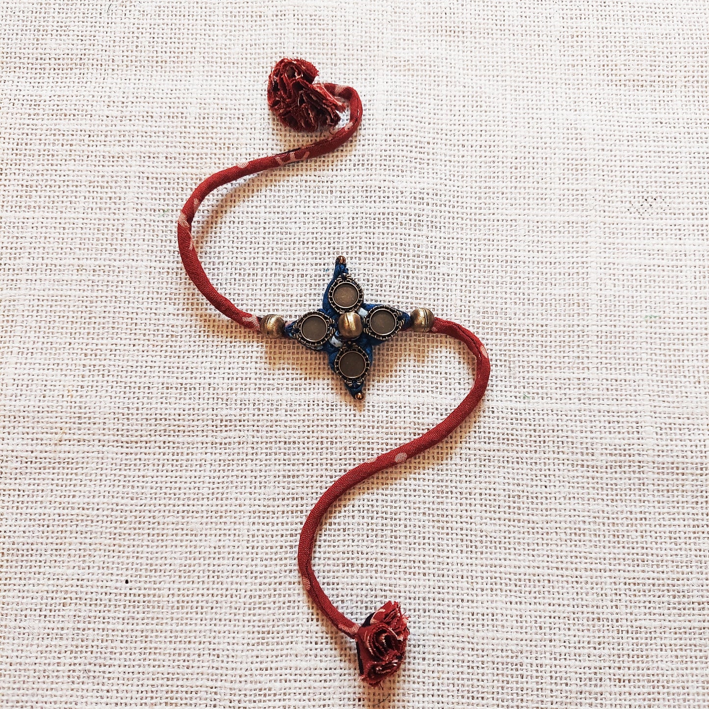 Floral Ajrakh Rakhi Lumba Set