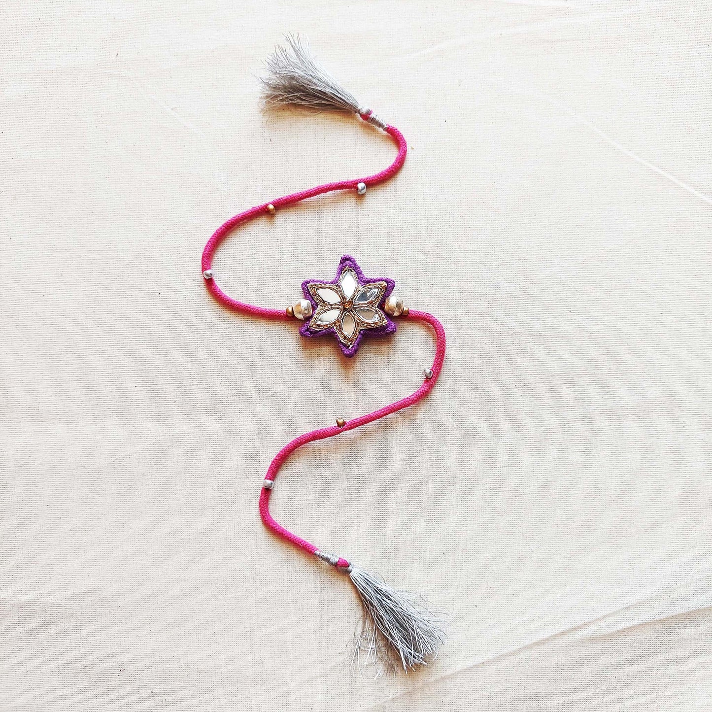 Pink and Purple Sitara Rakhi Lumba set