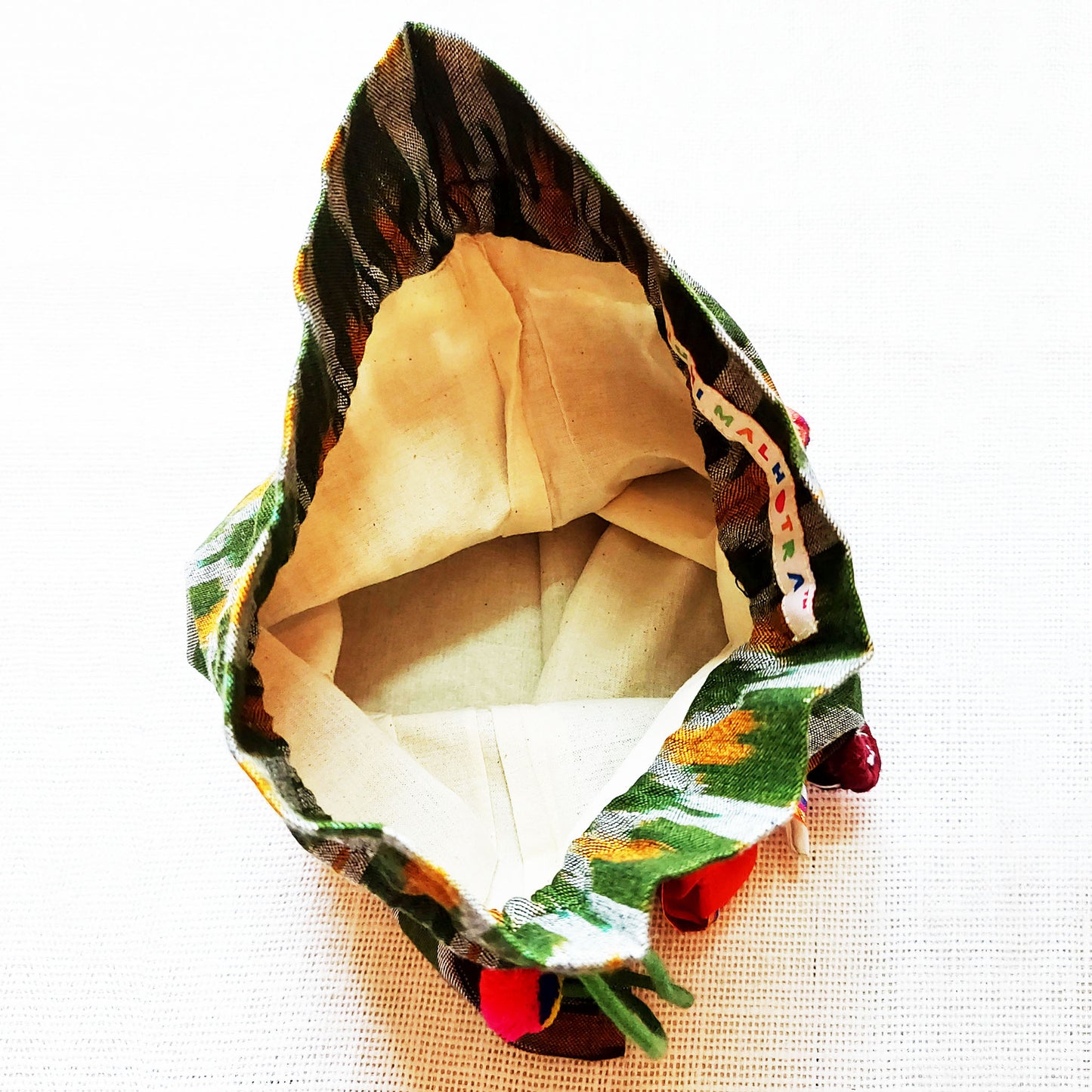 Green Ikat Puppet Potli