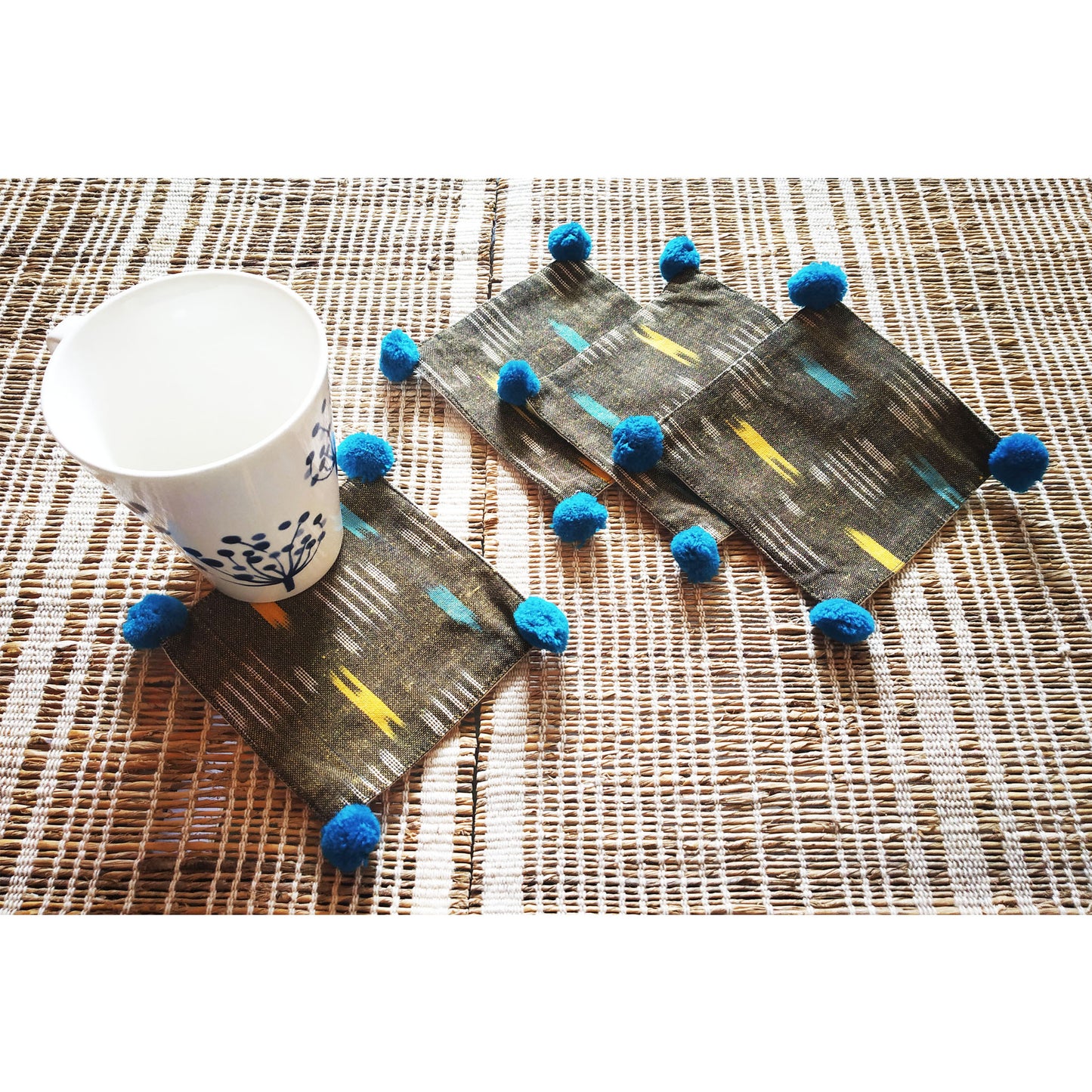 Khakhi Ikat Coaster Set of 4