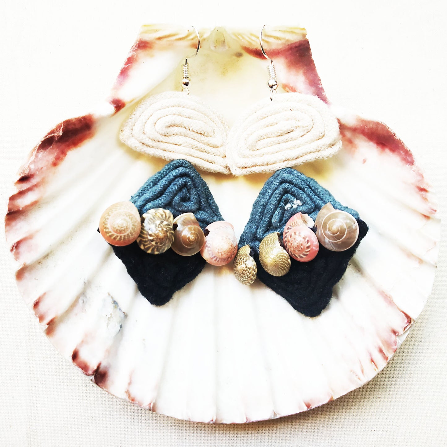 Greyscale Shell Earrings