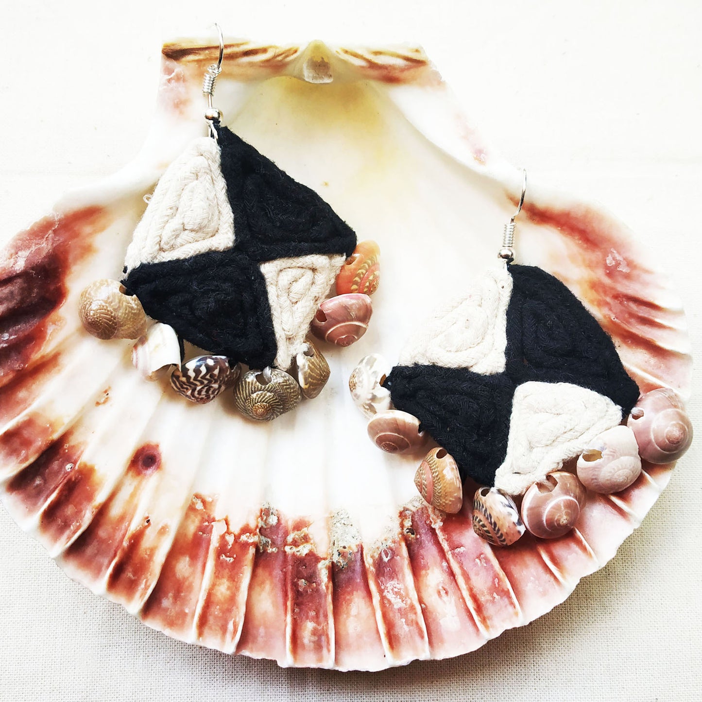 Black And White Shell Earrings