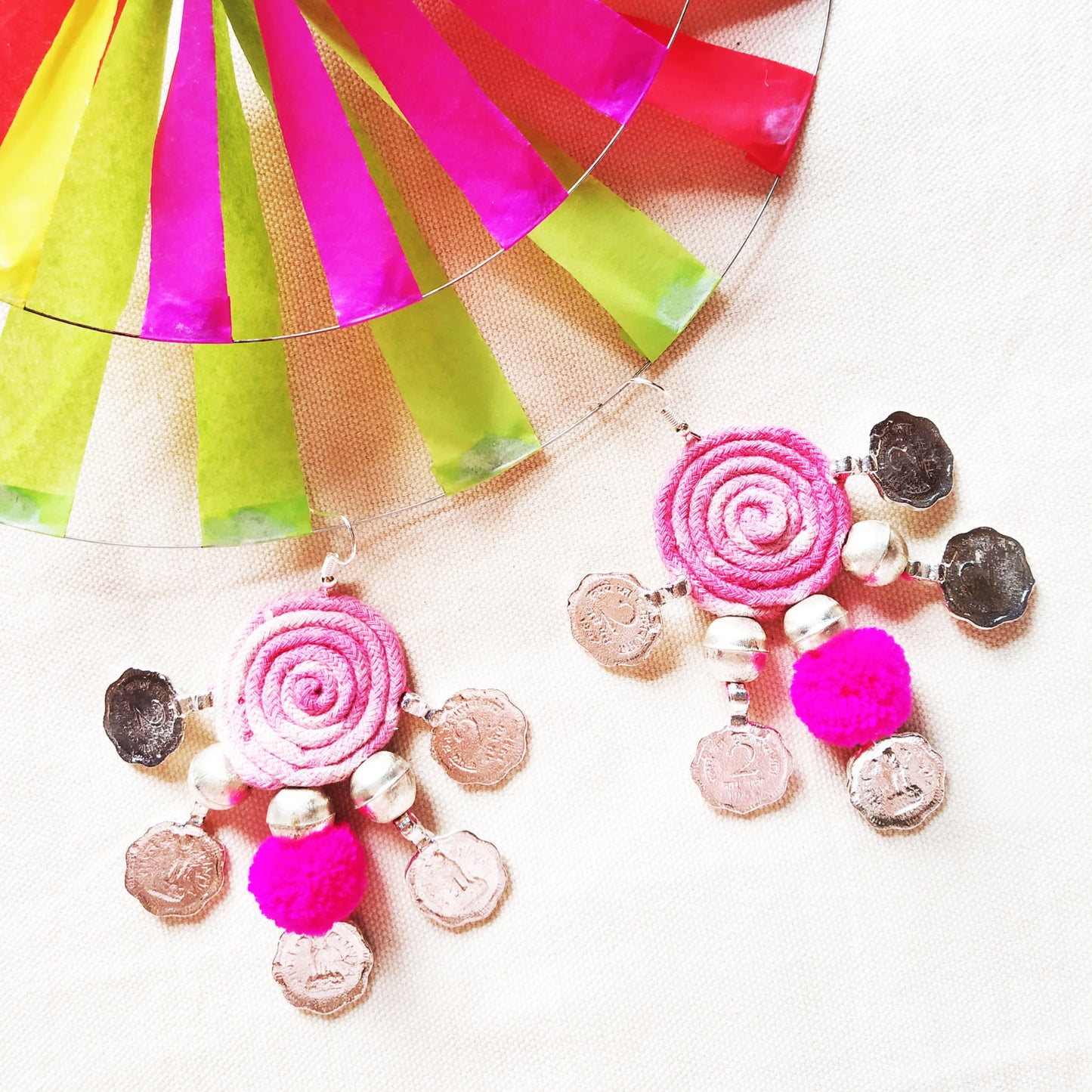 Chirpy Pink Coin Earrings