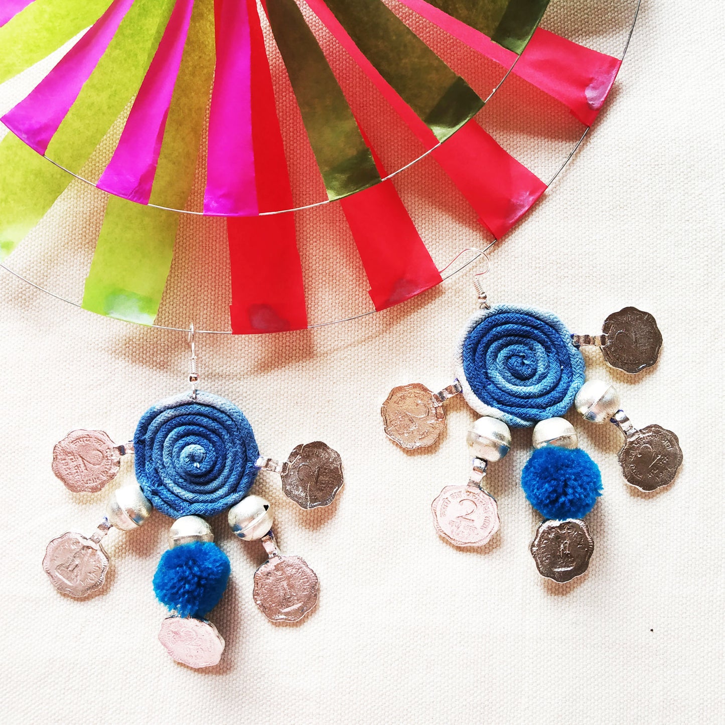 Cool Blue Coin Earrings