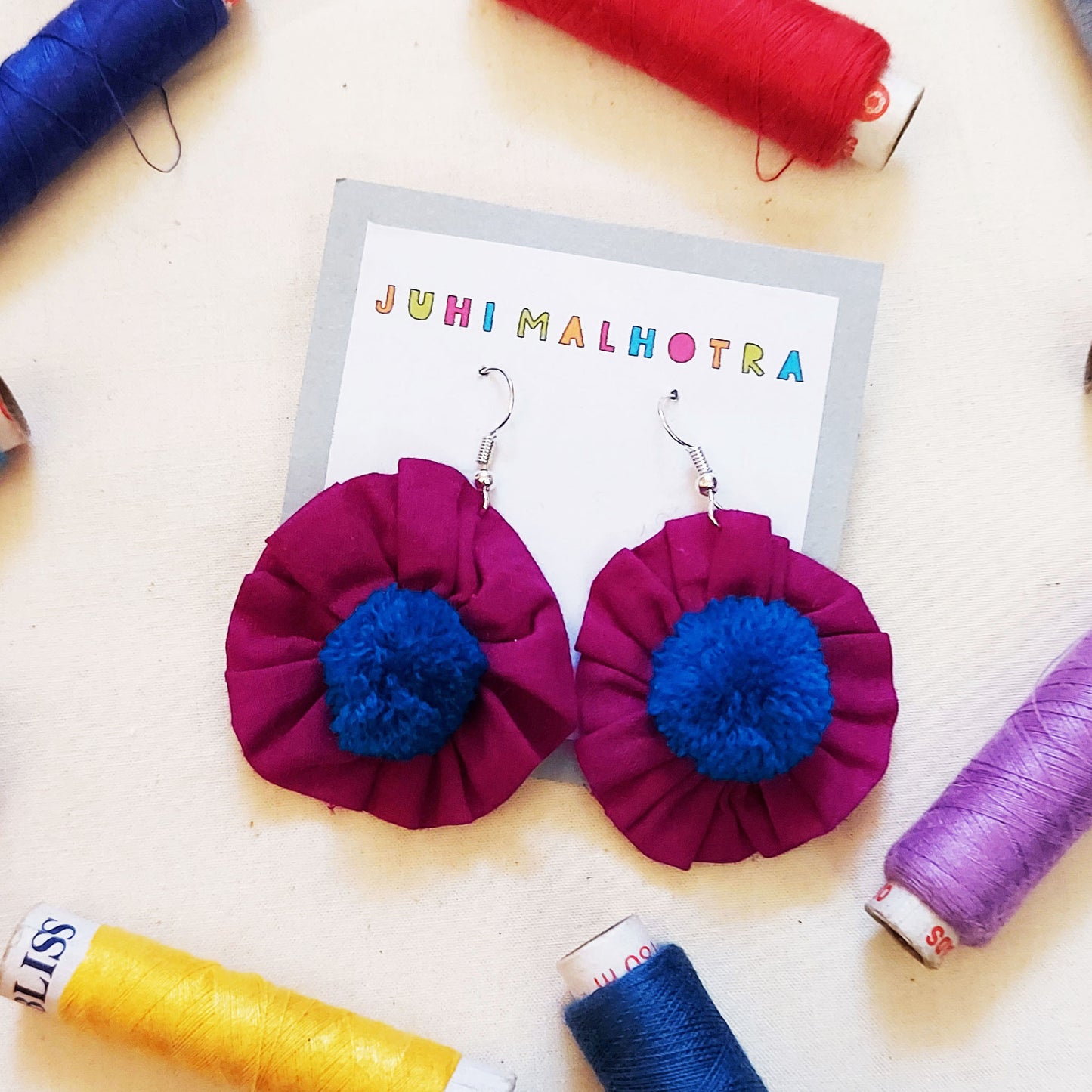 Purple Flower Earrings