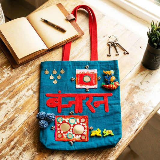 Teal Banjaran Tote Bag