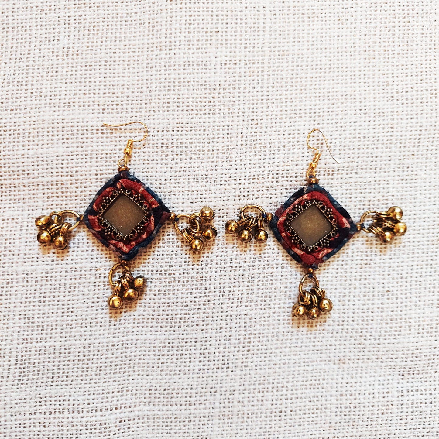 Diamond Ajrakh Earrings