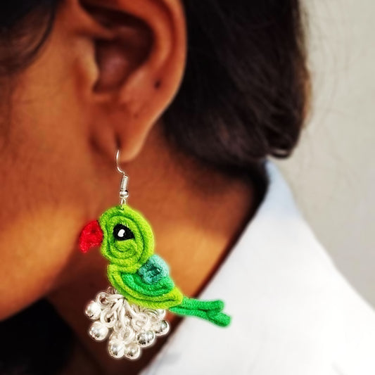 Green Parrot Earrings
