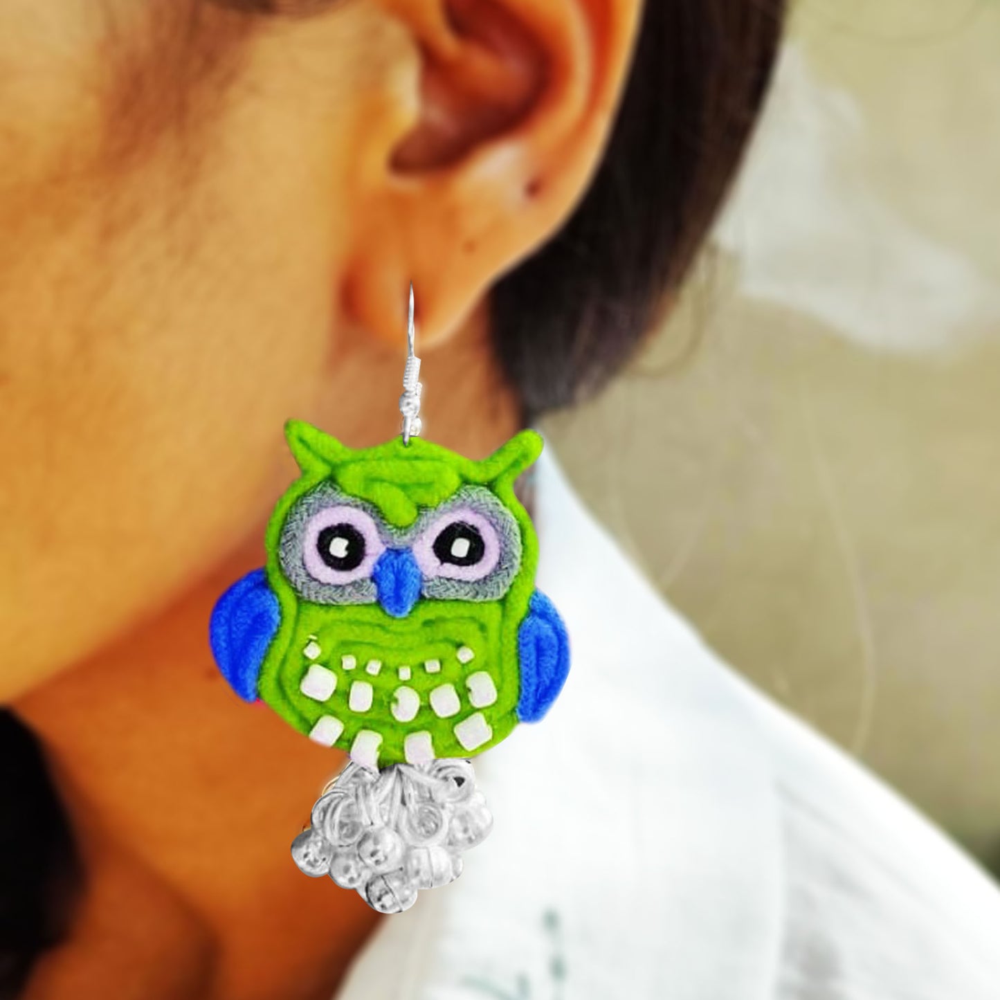 Green Owl Earrings