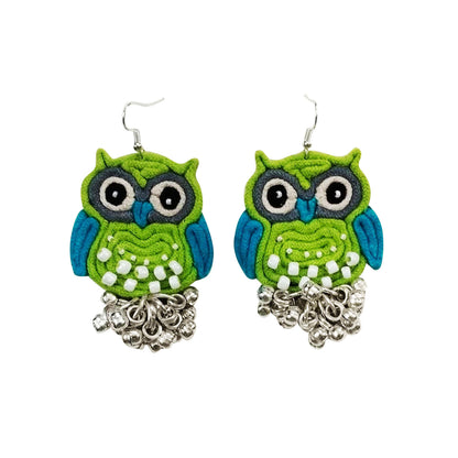 Green Owl Earrings