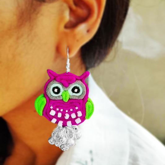 Pink Owl Earrings