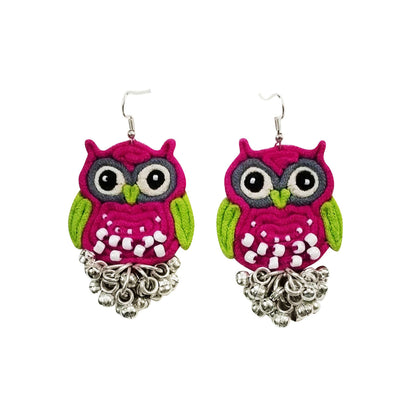 Pink Owl Earrings