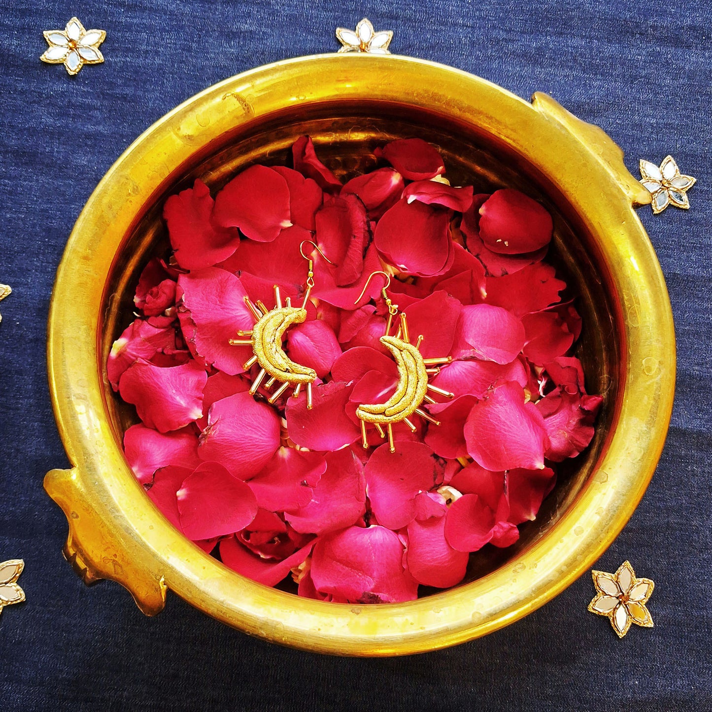 Golden Moon Danglers