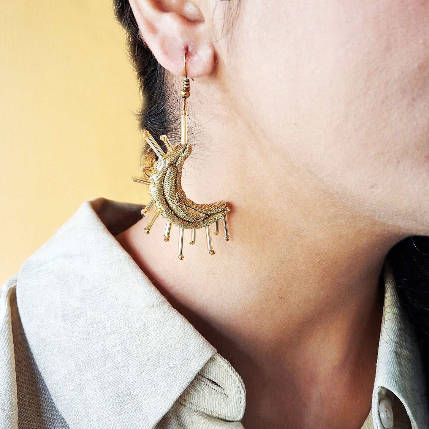 Golden Moon Danglers