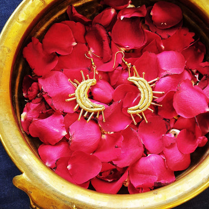 Golden Moon Danglers