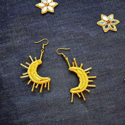 Golden Moon Danglers