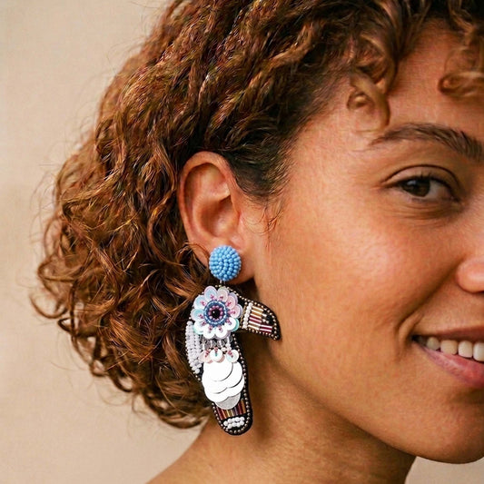 Beaded Toucan earrings