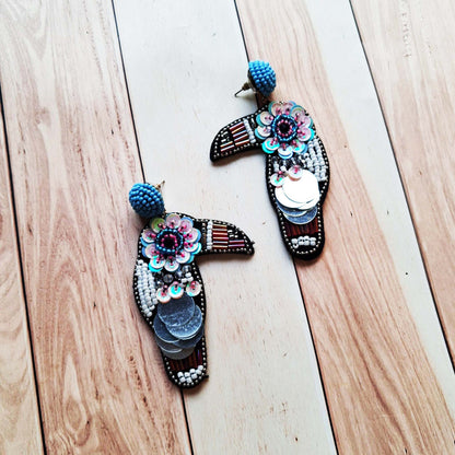 Beaded Toucan earrings