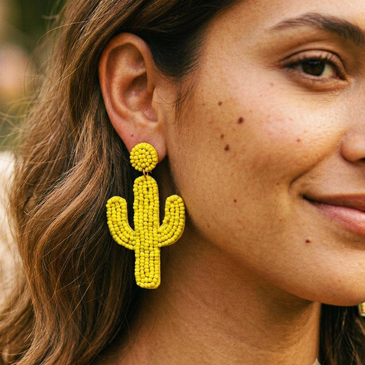 Yellow Cactus Earrings
