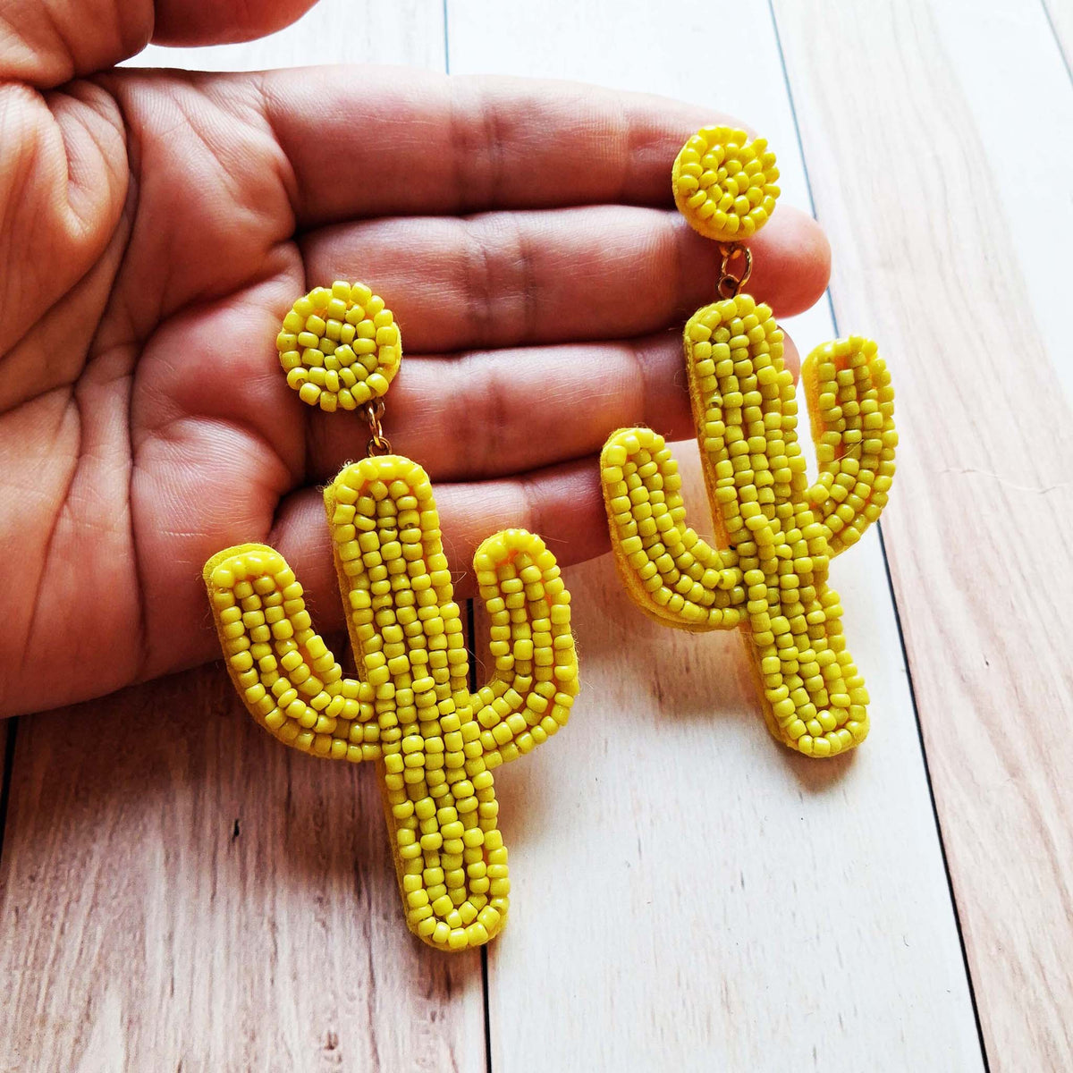 Yellow Cactus Earrings