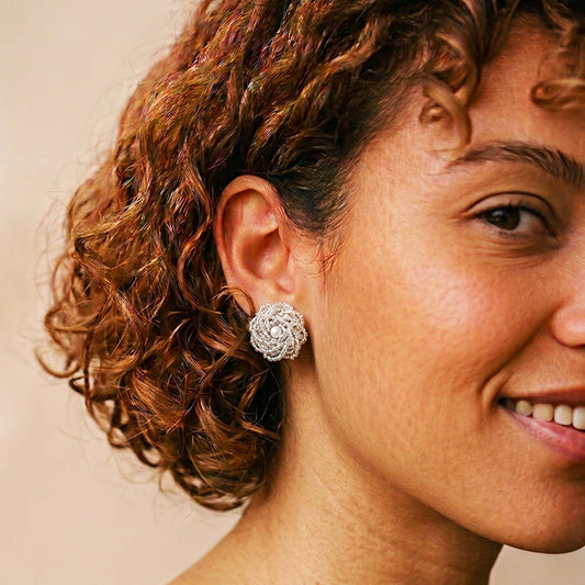 Silver Phool studs