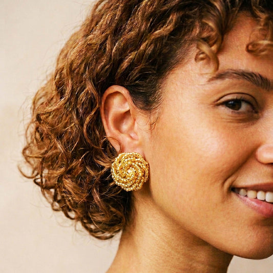 Golden Phool Studs