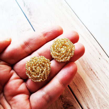 Golden Phool Studs