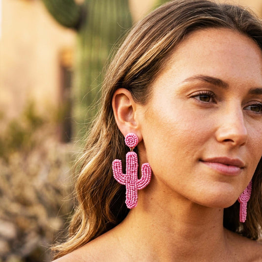 Pink Cactus Earrings