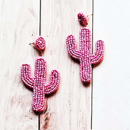 Pink Cactus Earrings
