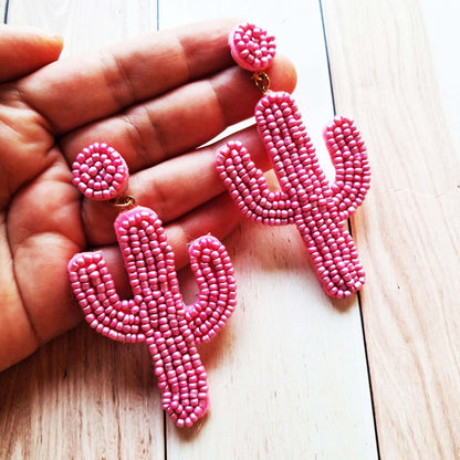 Pink Cactus Earrings
