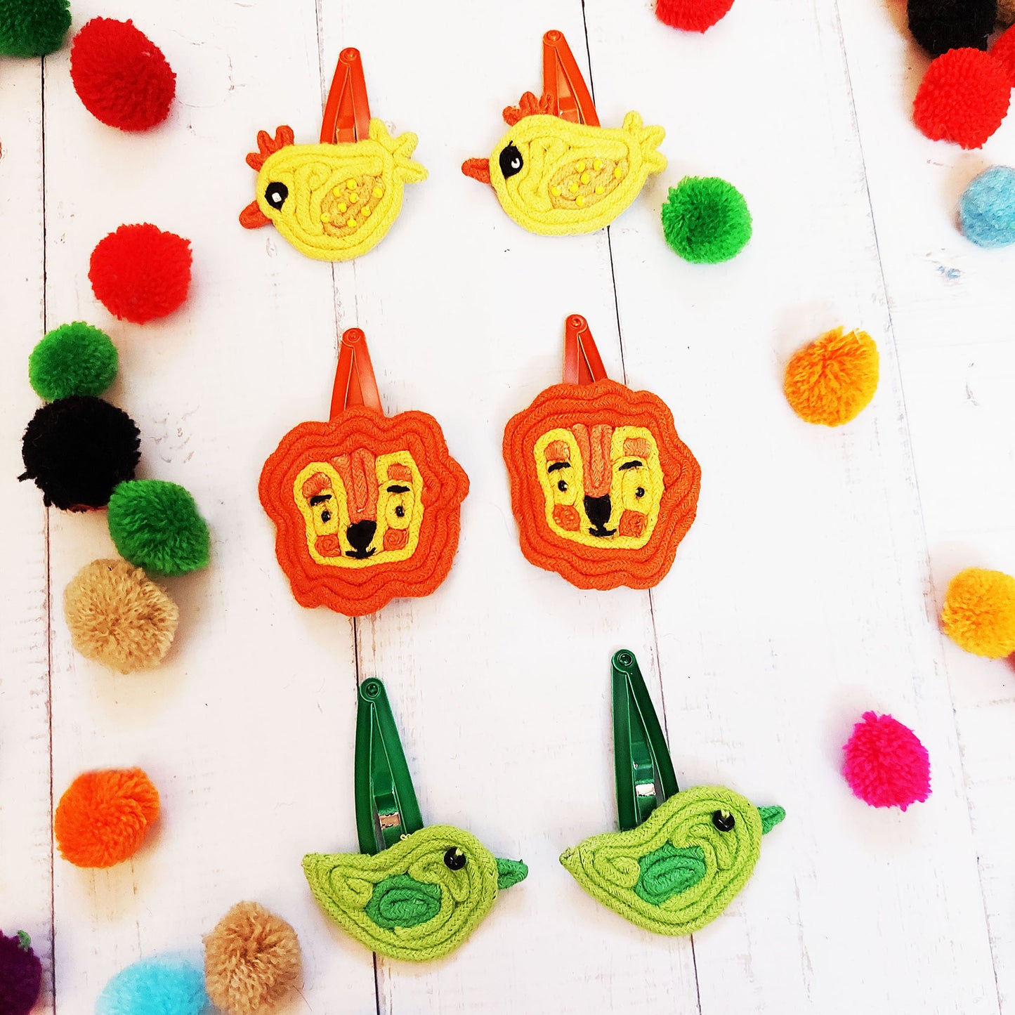 Chick, Lion and Birdie Hair Clips