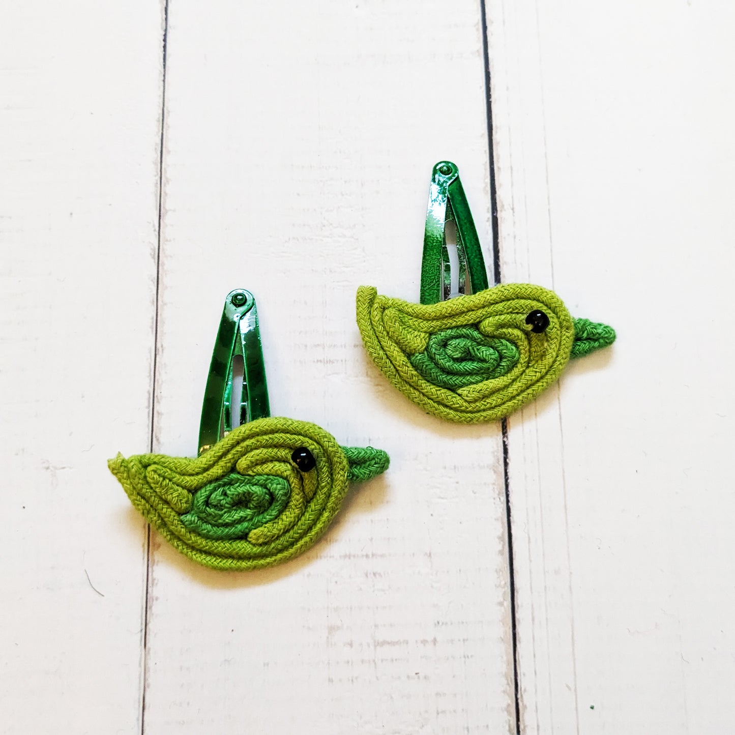 Green Birdie Hair Clips