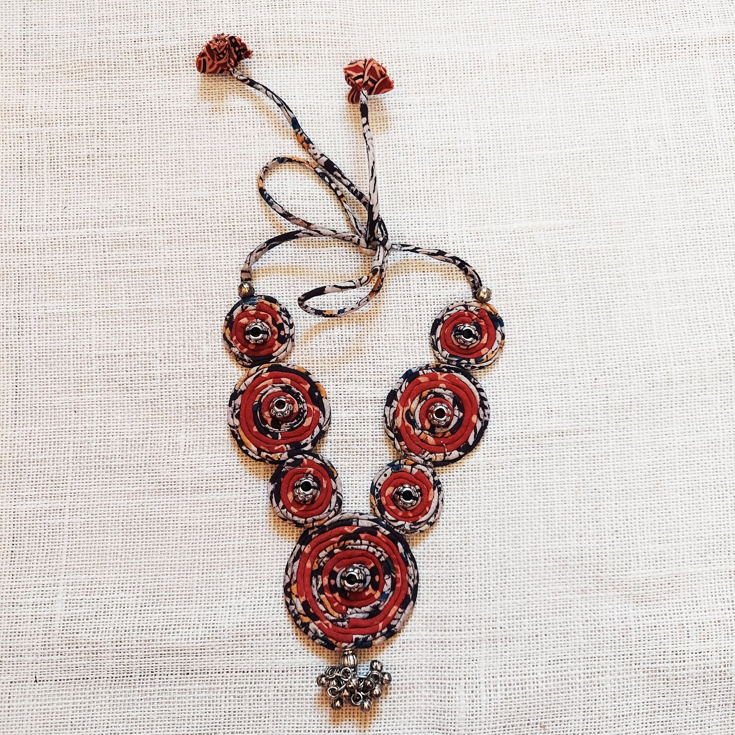 Black Red Ajrakh Necklace