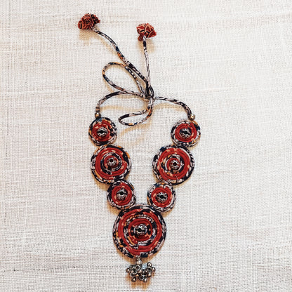 Black Red Ajrakh Necklace