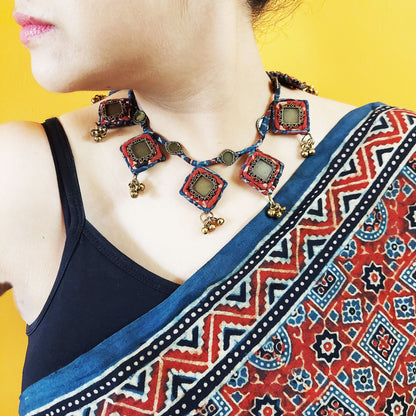 Diamond Ajrakh Necklace