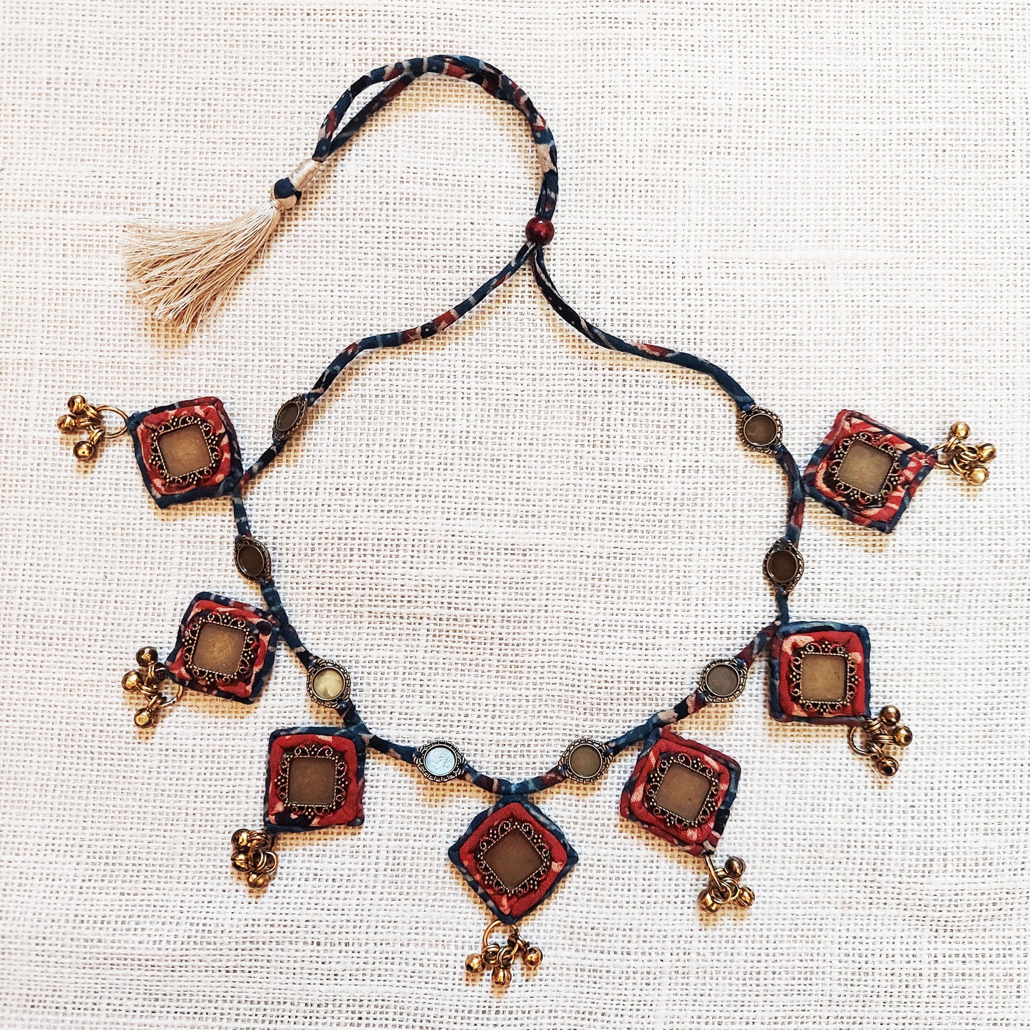 Diamond Ajrakh Necklace