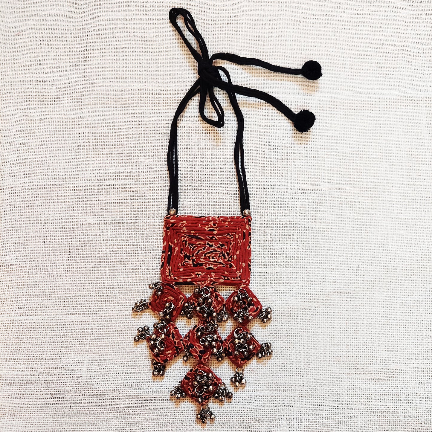 Layered Maroon Ghungroo Necklace