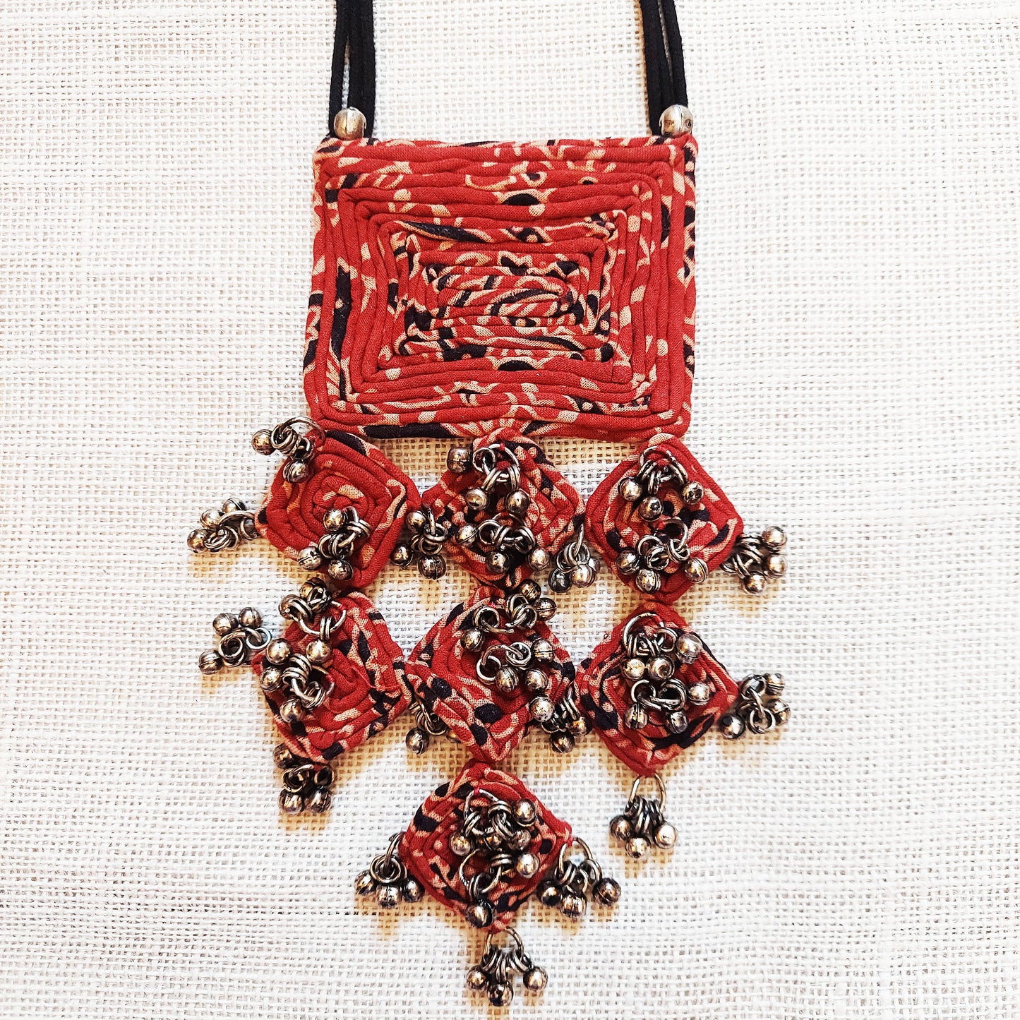 Layered Maroon Ghungroo Necklace