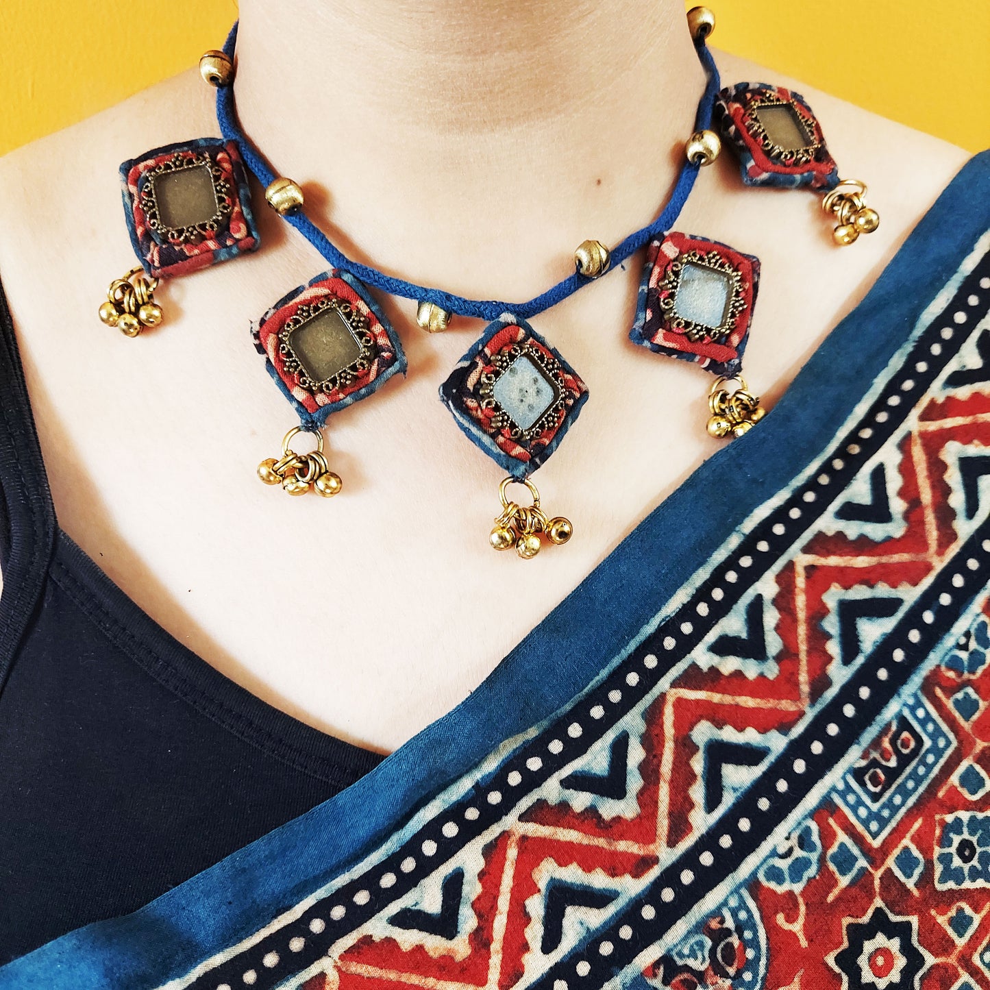Indigo Ajrakh Necklace